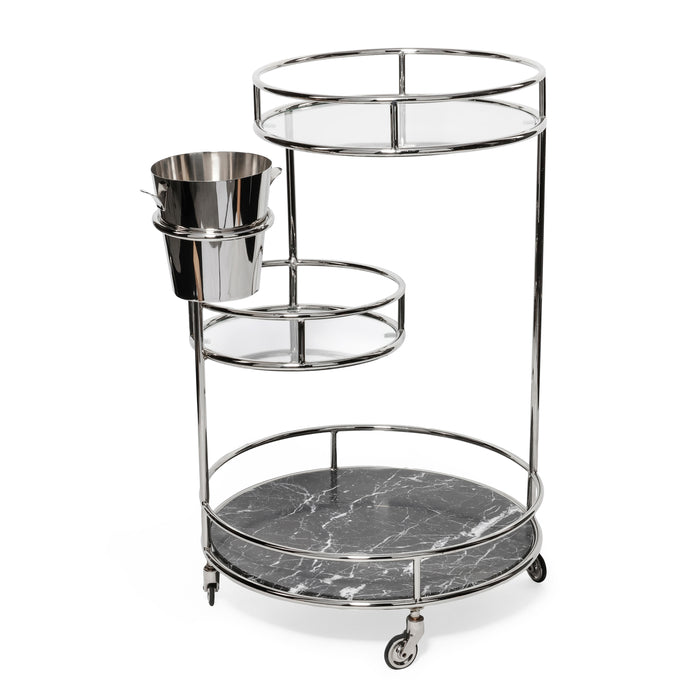 Paradise Cove Nickel & Black Bar Cart with Ice Bucket