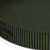 Round Fluted Green Leather Tray