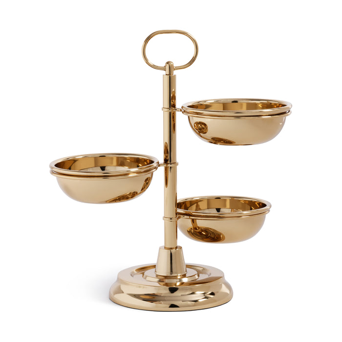 Polished Gold 3-Tier Appetizer and Condiment Server