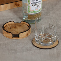 Valerie Burl  Round Coasters with Holder, Set of 4