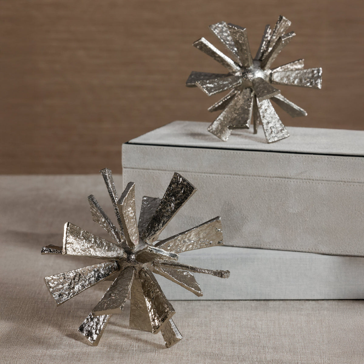 Nickel Starburst Orb Decorative Accent - Detail View | Bone & Brass