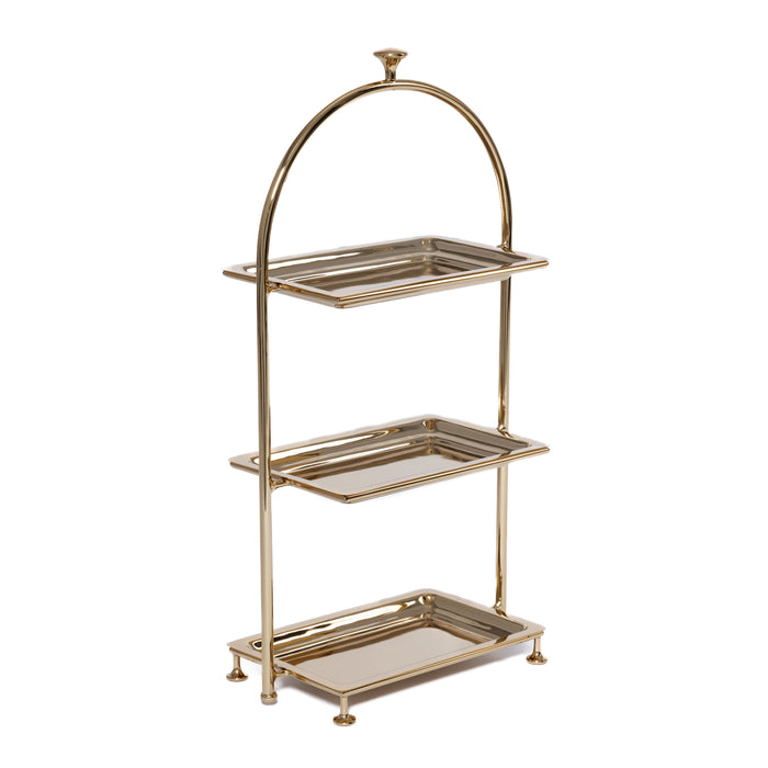 Lucente High Tea Polished Gold 3-Tier Serving Stand