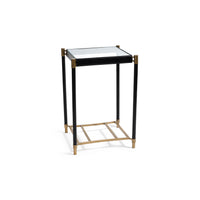 Park Lane Black Leather & Antique Brass Side Table | Bone & Brass