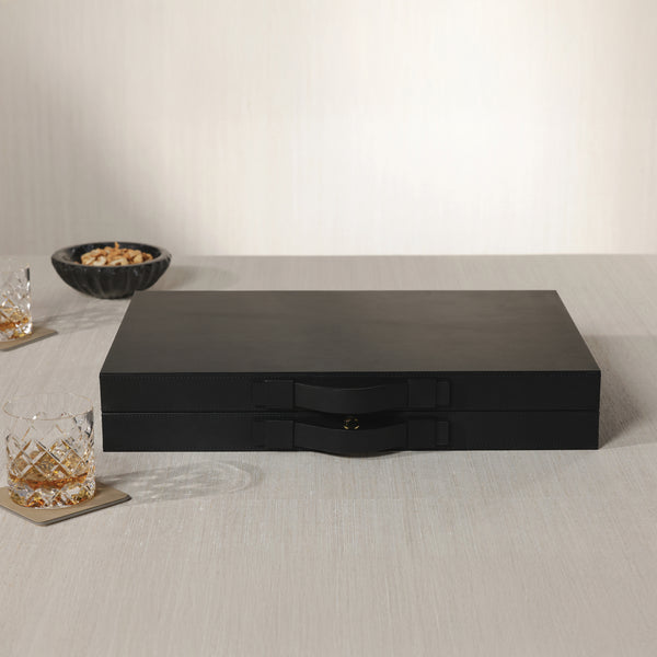 Geneva Suede & Leather Backgammon Board Game Set