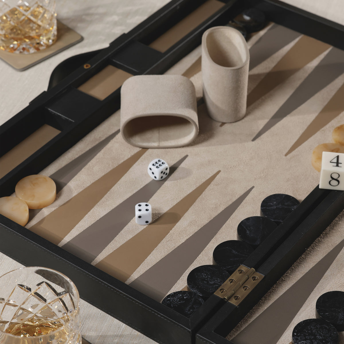 Geneva Suede & Leather Backgammon Board Game Set