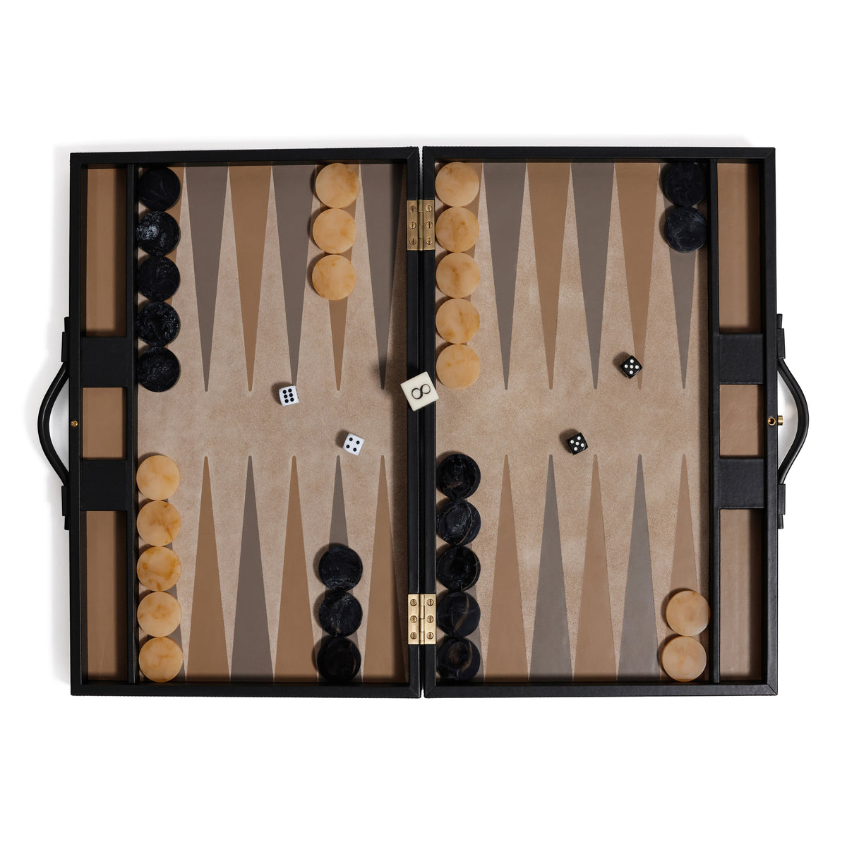 Geneva Suede & Leather Backgammon Board Game Set