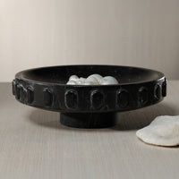 Shallow Marble Pedestal Decorative Bowl - Bowl Detail | Bone & Brass