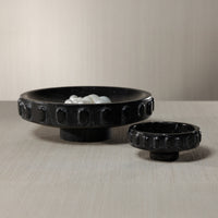 Shallow Marble Pedestal Decorative Bowl - Bowl Top View | Bone & Brass