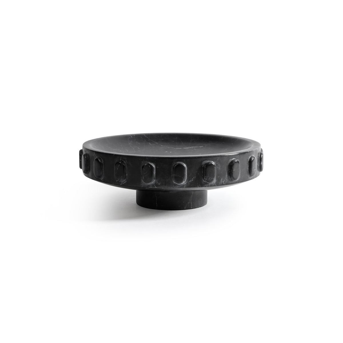 Shallow Marble Pedestal Decorative Bowl | Bone & Brass