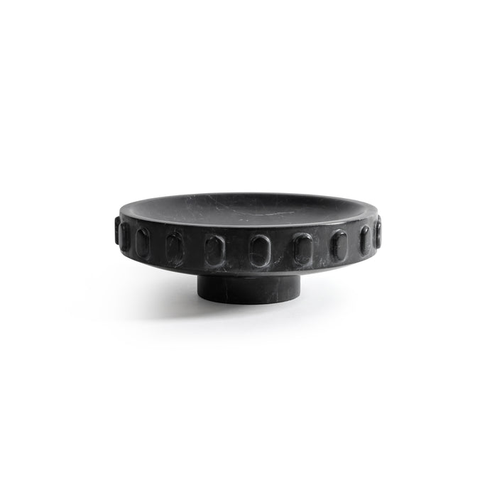 Shallow Marble Pedestal Decorative Bowl | Bone & Brass