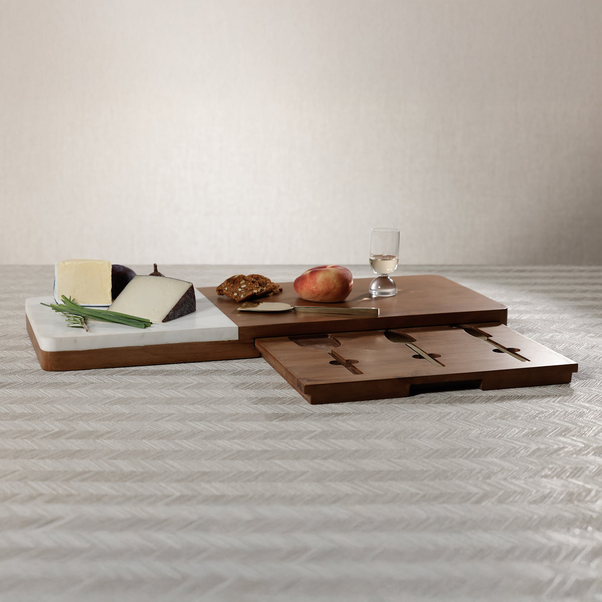 Marble & Mango Wood Charcuterie Board with Cheese Knife Set