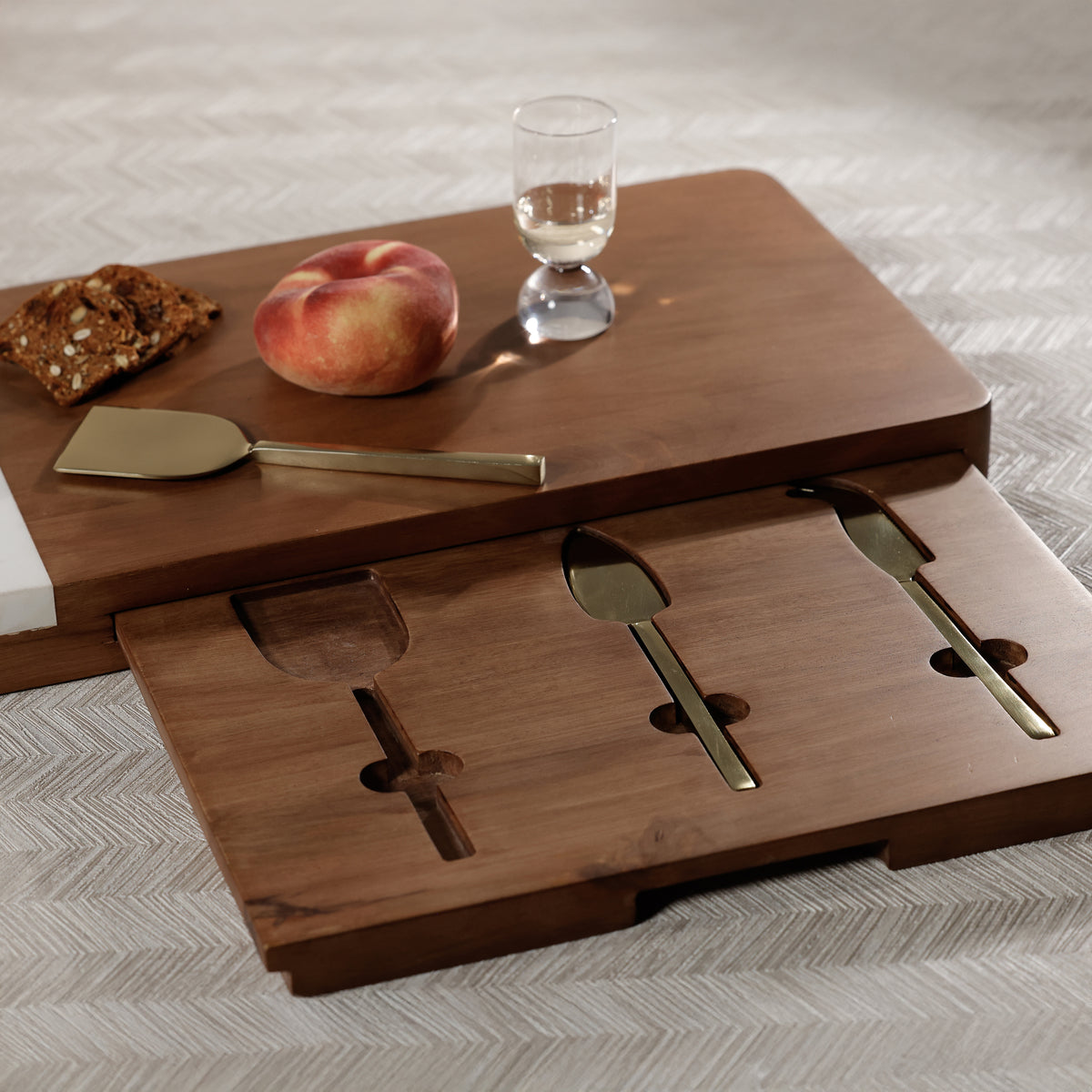 Marble & Mango Wood Charcuterie Board with Cheese Knife Set