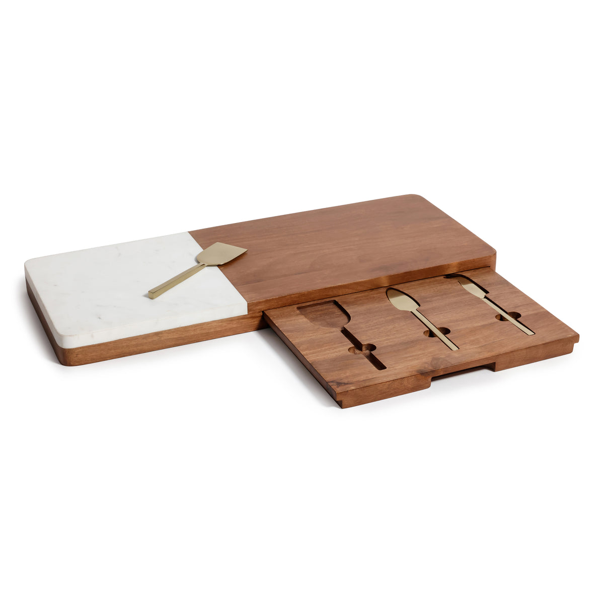 Marble & Mango Wood Charcuterie Board with Cheese Knife Set