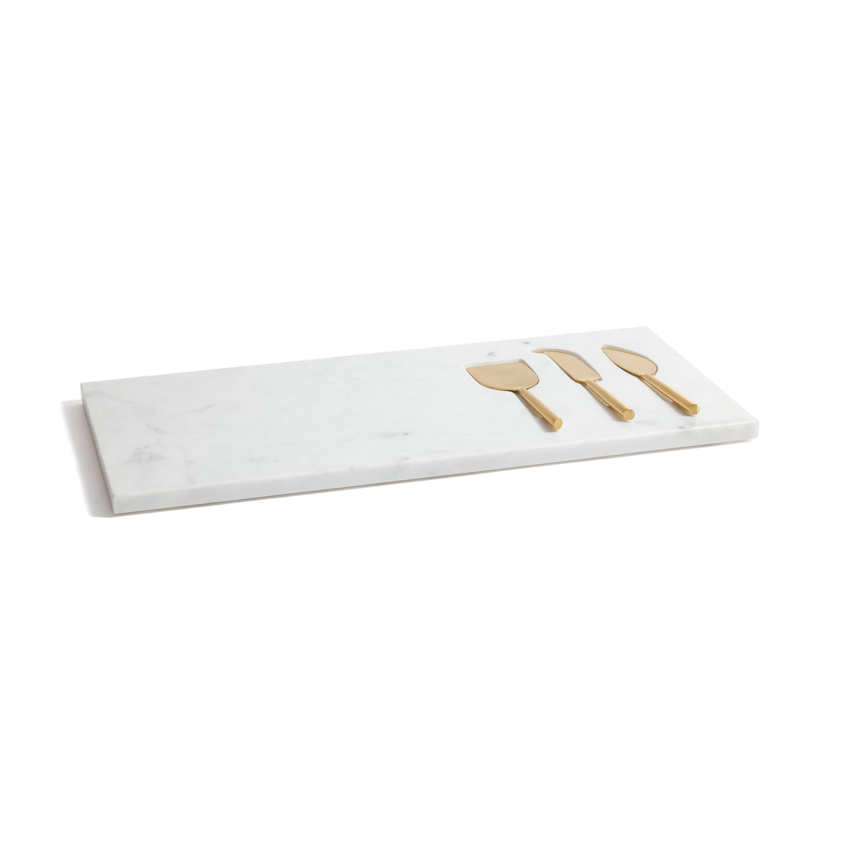 White Marble Cheese Tray with Set of 3 Cheese Tools | Bone & Brass