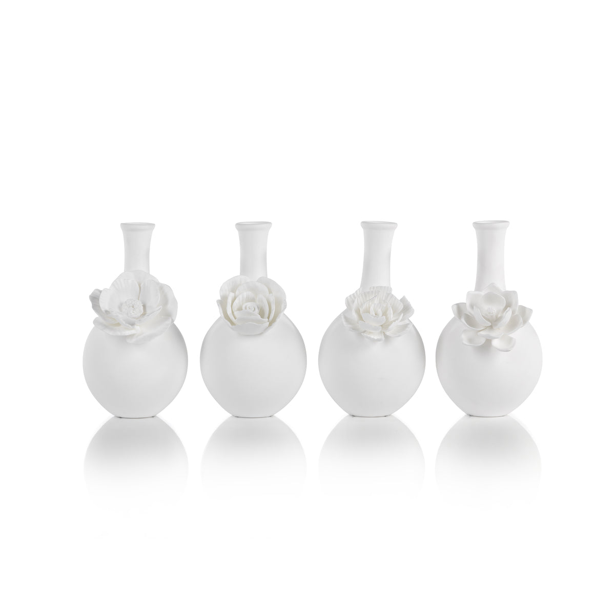 Cameo Long Neck Porcelain Bud Vases, Set of 6