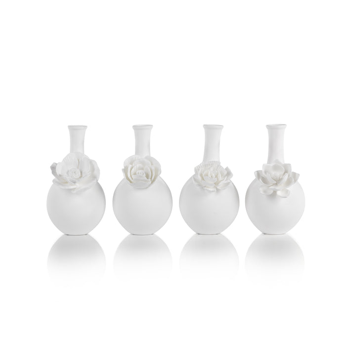 Cameo Long Neck Porcelain Bud Vases, Set of 6