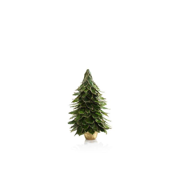 Natural Leaf  Christmas Tabletop Tree on Pot | Bone & Brass