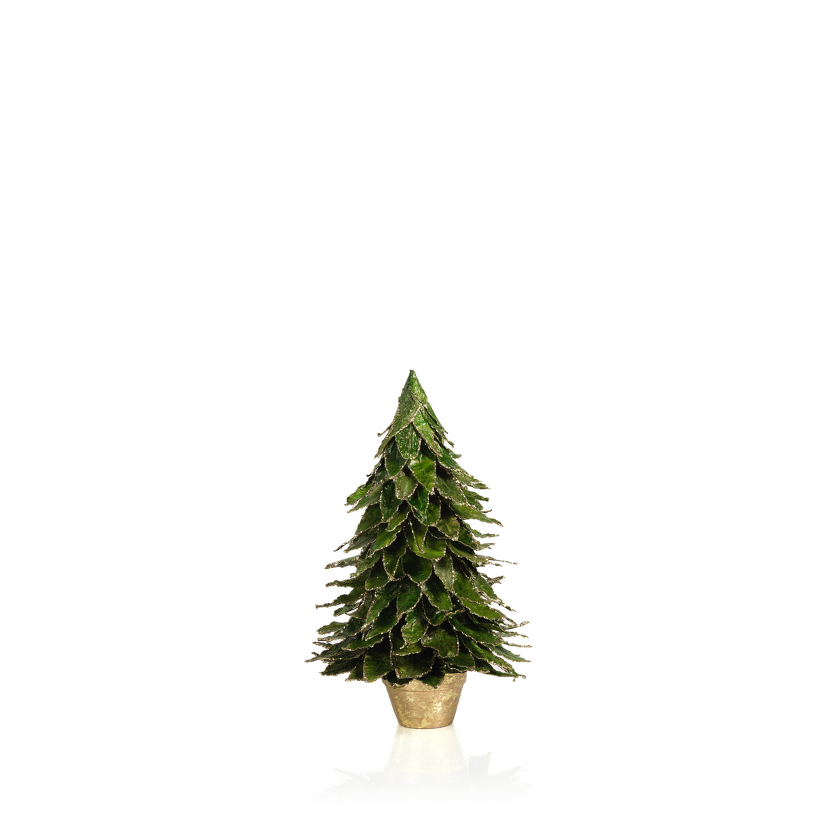 Natural Leaf  Christmas Tabletop Tree on Pot - Detail View | Bone & Brass