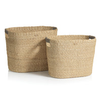 Lucena Natural Oval Abaca Baskets, Set of 2 | Bone & Brass