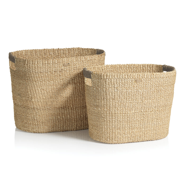 Lucena Natural Oval Abaca Baskets, Set of 2 | Bone & Brass