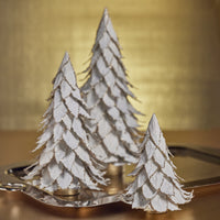 White Natural Leaf Christmas Tabletop Tree with Gold Trim - Side View | Bone & Brass