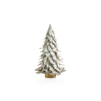 White Natural Leaf Christmas Tabletop Tree with Gold Trim | Bone & Brass