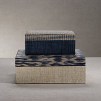 Torrie Navy Houndstooth Raffia Decorative Box