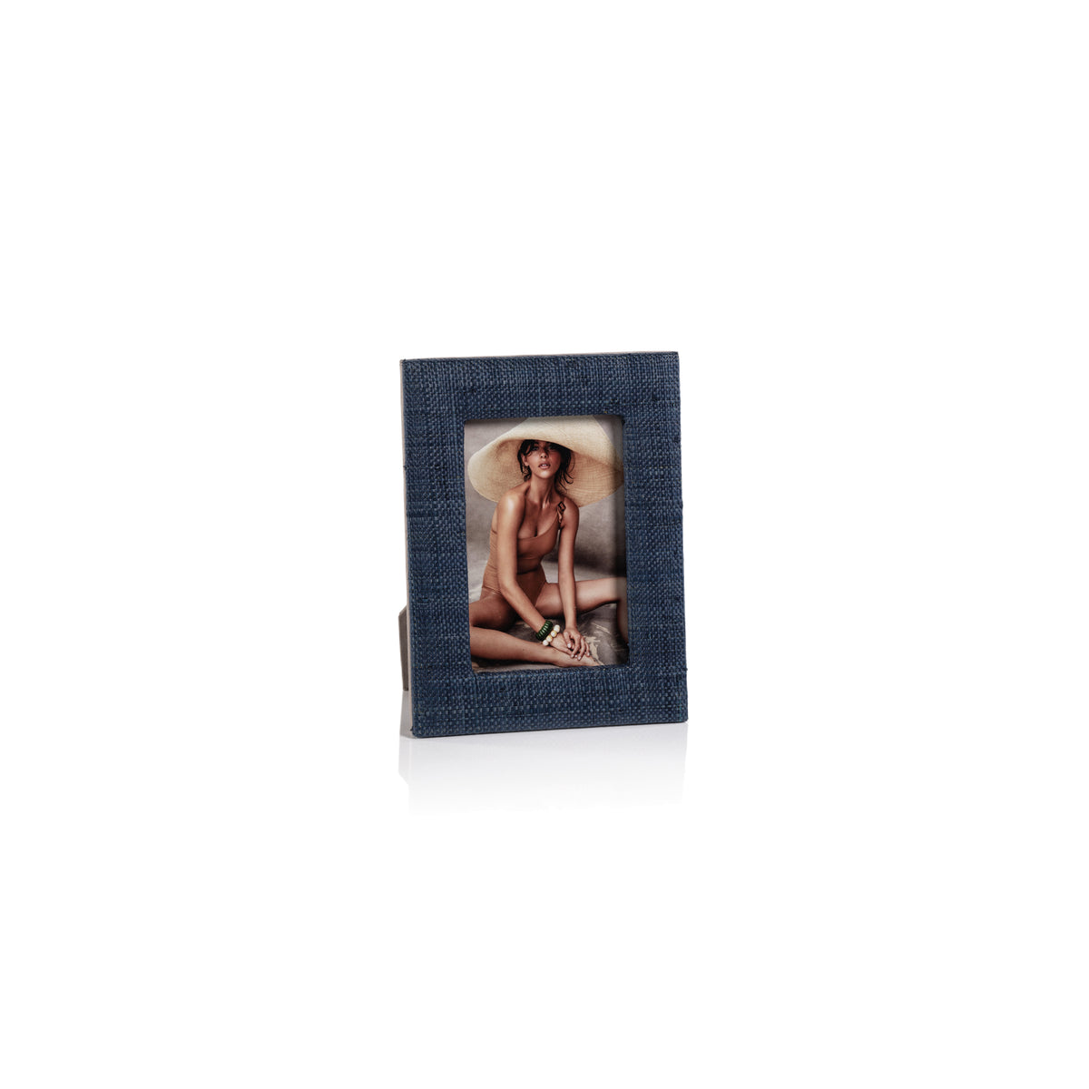 Torrie Navy Natural Fiber Raffia Photo Frame, 4x6