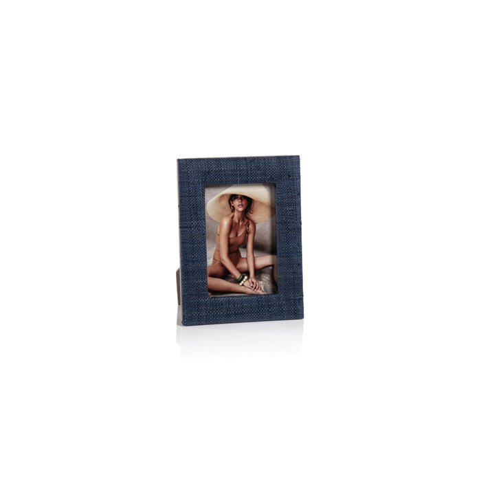Torrie Navy Natural Fiber Raffia Photo Frame, 4x6