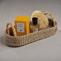 Timor Multipurpose Abaca Tray with Bamboo Handles, Medium
