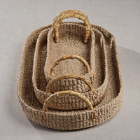 Timor Multipurpose Abaca Tray with Bamboo Handles, Medium