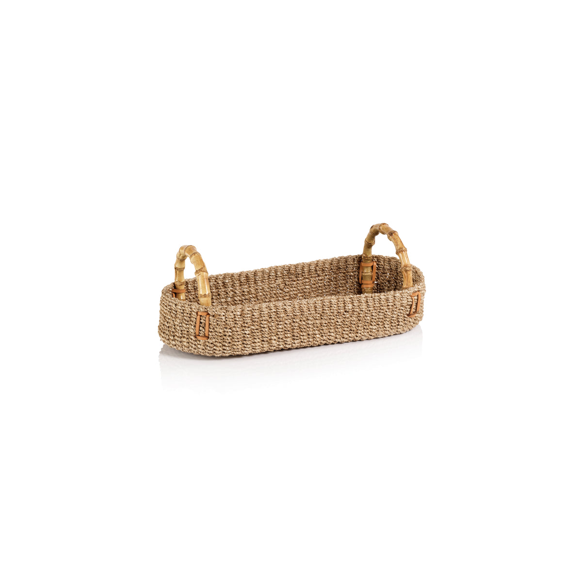 Timor Multipurpose Abaca Tray with Bamboo Handles, Medium