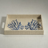 Coral Lagoon Natural Fiber Raffia Serving Tray