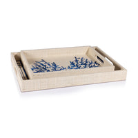 Coral Lagoon Natural Fiber Raffia Serving Tray