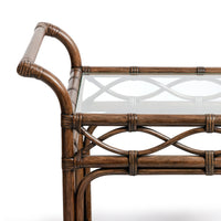 Woven Rattan Rolling Bar Cart - Bar Cart View | Bone & Brass
