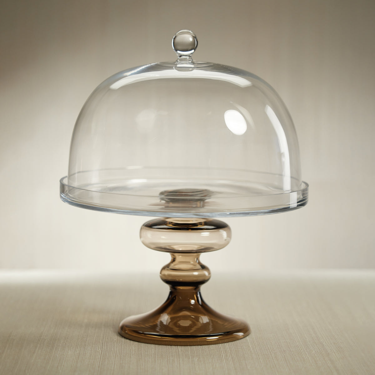 Tropeza Taupe Glass Cake Stand