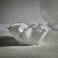 Royal White Glass Wave Decorative Bowl
