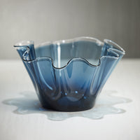 Royal Blue Glass Wave Decorative Bowl