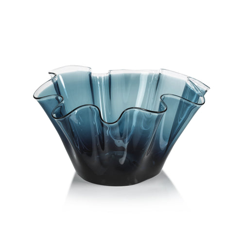 Royal Blue Glass Wave Decorative Bowl | Bone & Brass