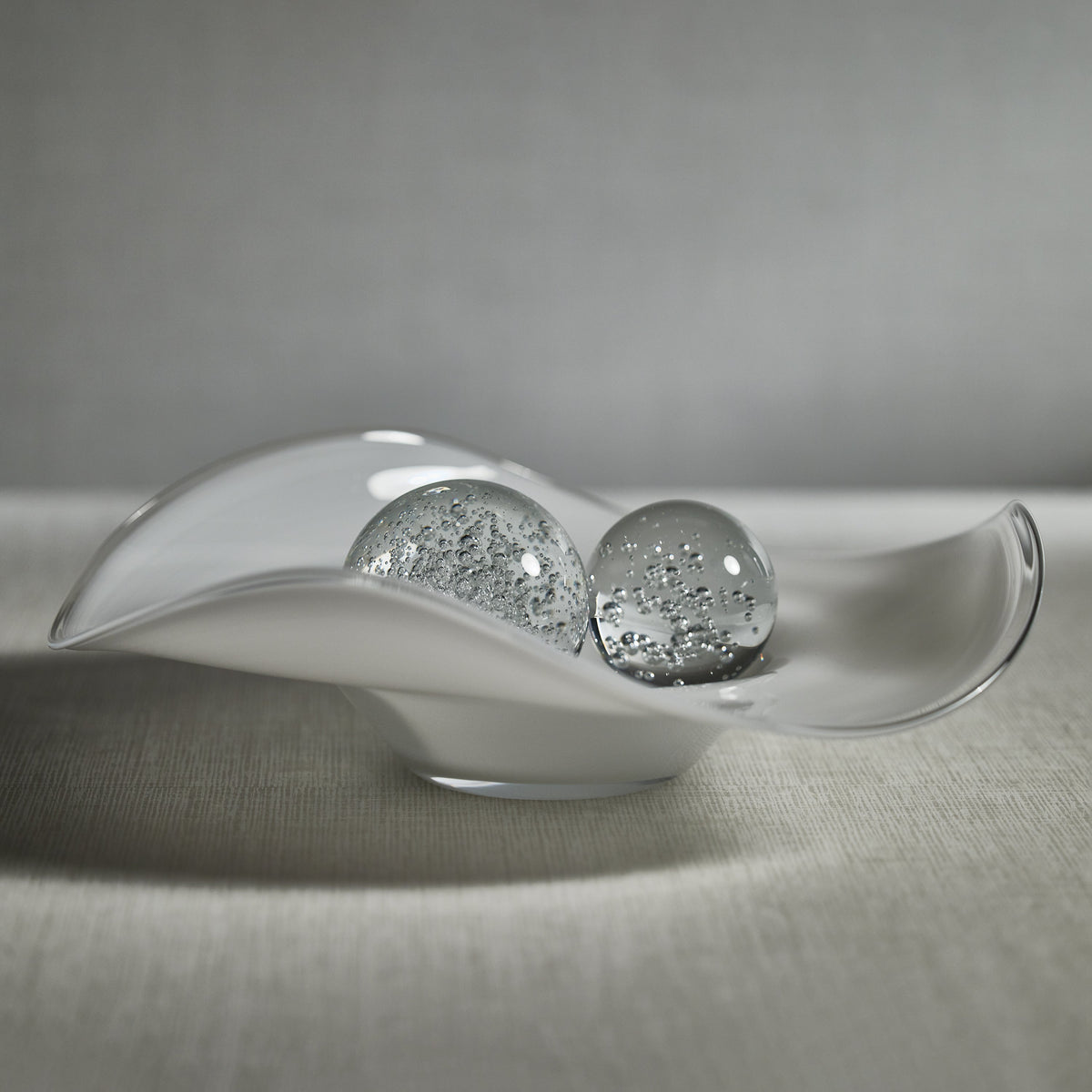 Lagoon White Opal Glass Decorative Bowl - Bowl Detail | Bone & Brass