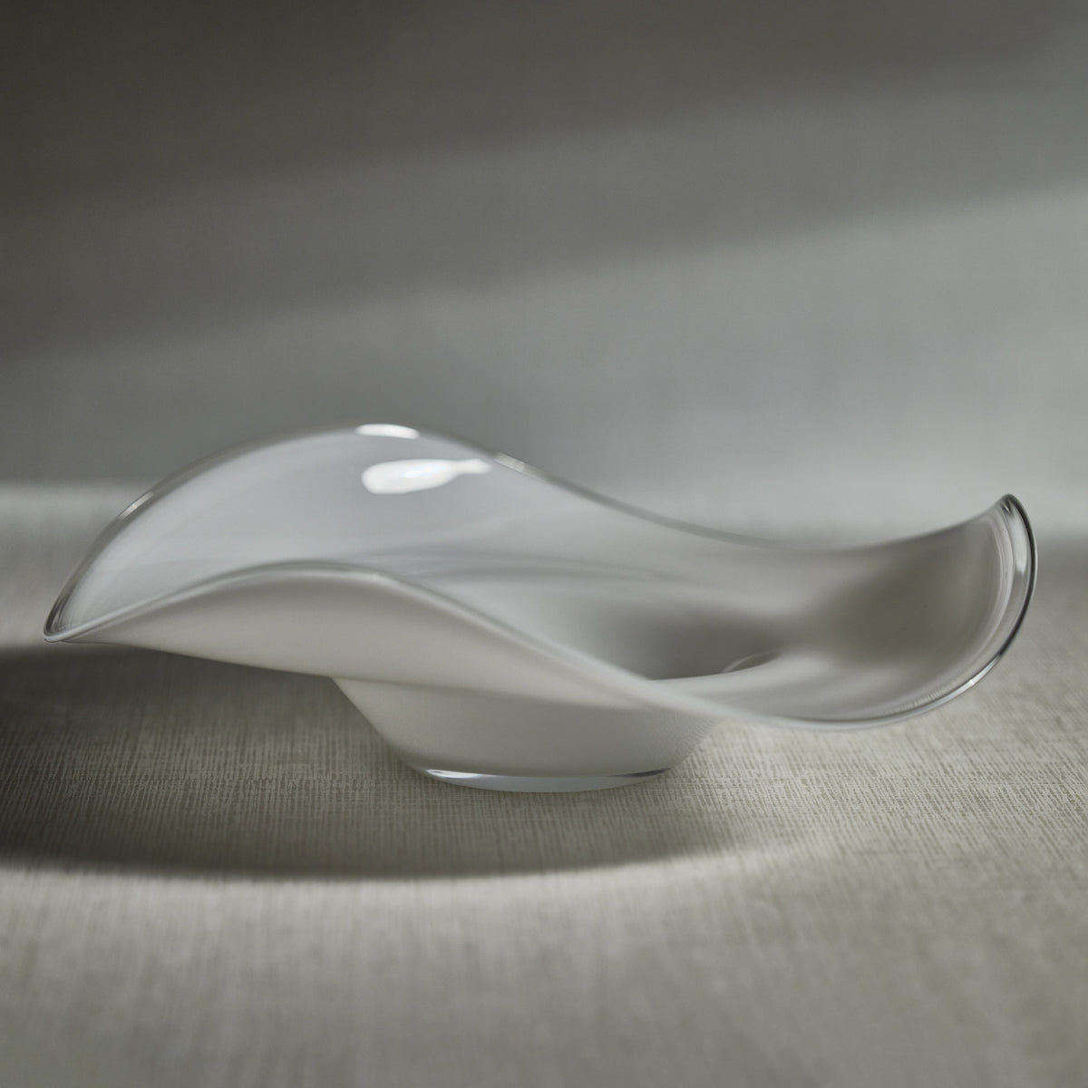 Lagoon White Opal Glass Decorative Bowl - Bowl Top View | Bone & Brass