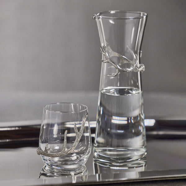 Davos Stemless Glasses with Pewter Antler, Set of 2
