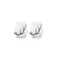 Davos Stemless Glasses with Pewter Antler, Set of 2
