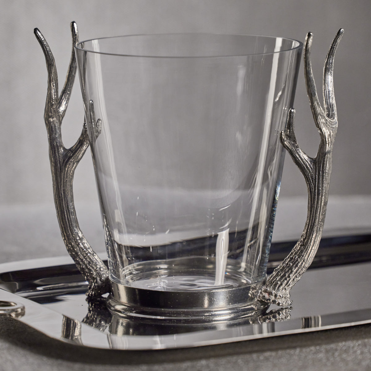 Davos Glass Wine & Champagne Bucket with Pewter Antler Handles