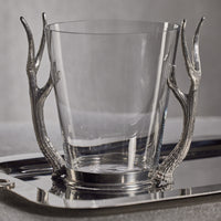 Davos Glass Wine & Champagne Bucket with Pewter Antler Handles