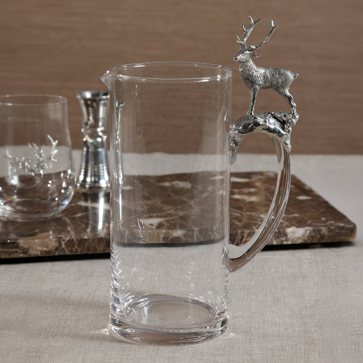 St. Moritz Pewter & Glass Pitcher
