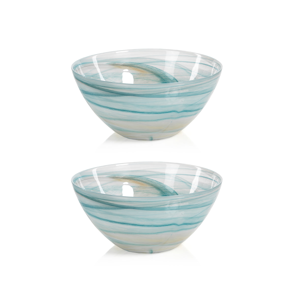 Lagoon Tall Alabaster Glass Bowls, Set of 2