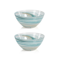 Lagoon Tall Alabaster Glass Bowls, Set of 2