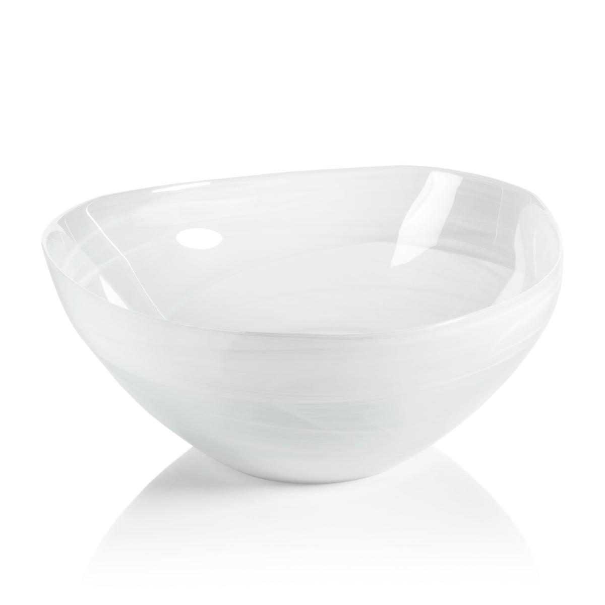 Monte Carlo Large White Alabaster Glass Bowls, Set of 2