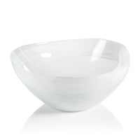 Monte Carlo Large White Alabaster Glass Bowls, Set of 2